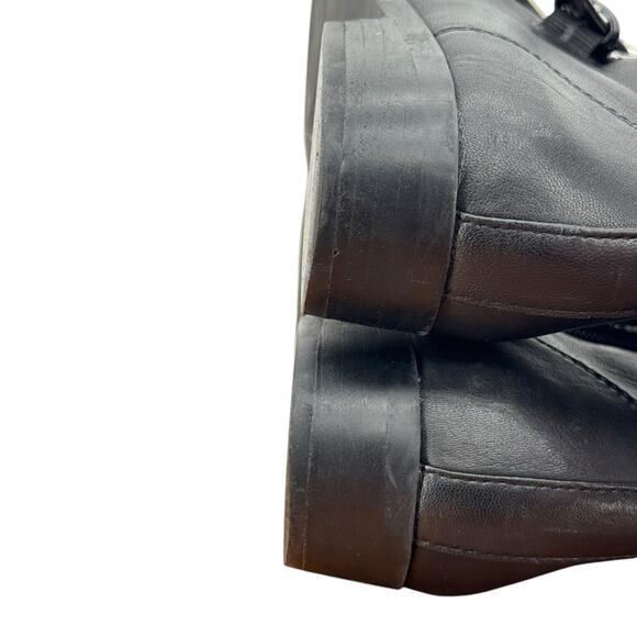 VINCE CAMUTO Corvina Studded Moto Boot SZ 8.5 Women’s Black Leather Buckle Edgy - Picture 9 of 12